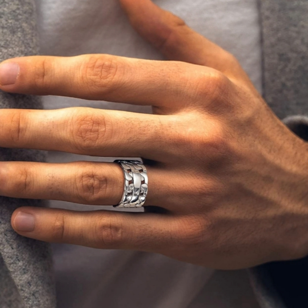 UNISEX STAINLESS STEEL RING - Picture 2 of 4